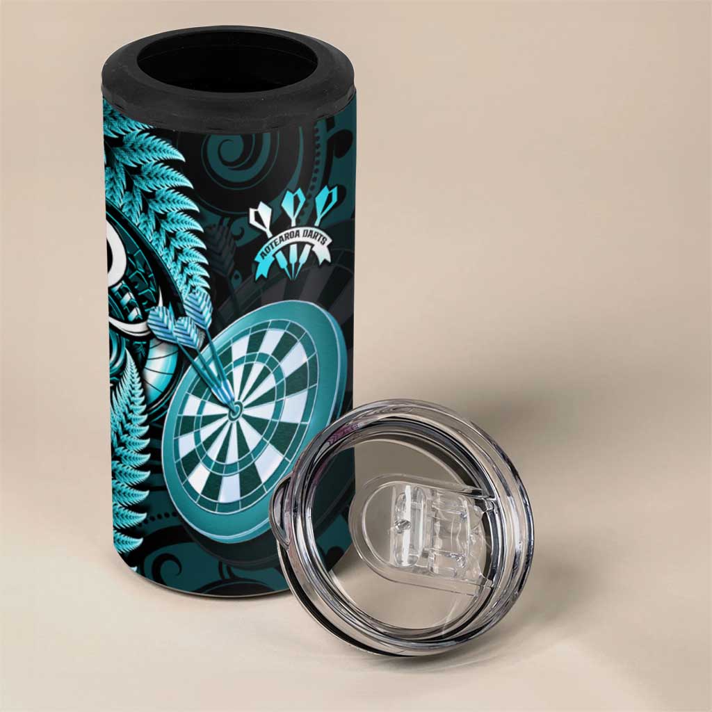 Personalised New Zealand Darts 4 in 1 Can Cooler Tumbler Happiness Is A Tight Threesome Maori Turquoise LT14 - Polynesian Pride