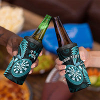 Personalised New Zealand Darts 4 in 1 Can Cooler Tumbler Happiness Is A Tight Threesome Maori Turquoise LT14 - Polynesian Pride