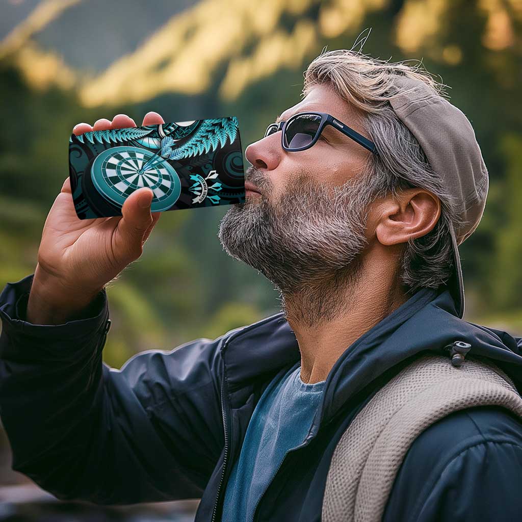 Personalised New Zealand Darts 4 in 1 Can Cooler Tumbler Happiness Is A Tight Threesome Maori Turquoise LT14 - Polynesian Pride