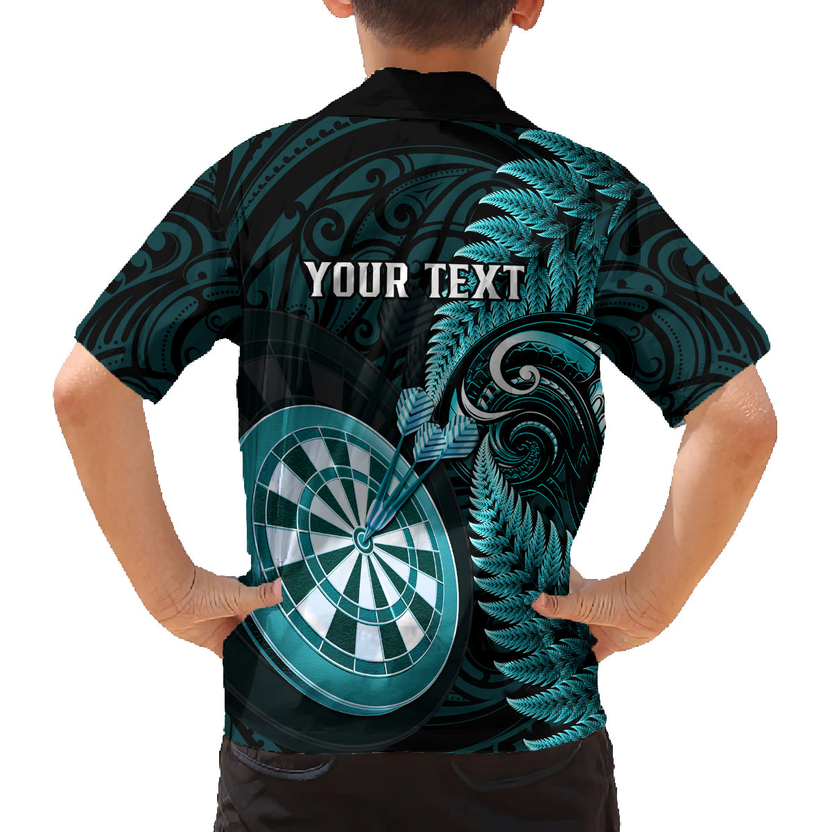 Personalised New Zealand Darts Family Matching Summer Maxi Dress and Hawaiian Shirt Happiness Is A Tight Threesome Maori Turquoise LT14 - Polynesian Pride