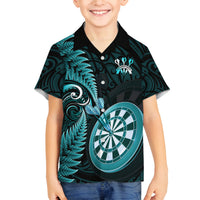 Personalised New Zealand Darts Family Matching Summer Maxi Dress and Hawaiian Shirt Happiness Is A Tight Threesome Maori Turquoise LT14 Son's Shirt Turquoise - Polynesian Pride