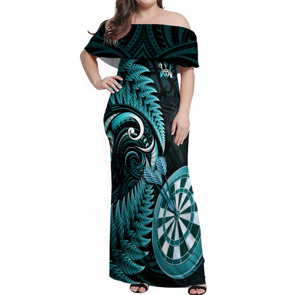 personalised-new-zealand-darts-off-shoulder-maxi-dress-happiness-is-a-tight-threesome-maori-turquoise