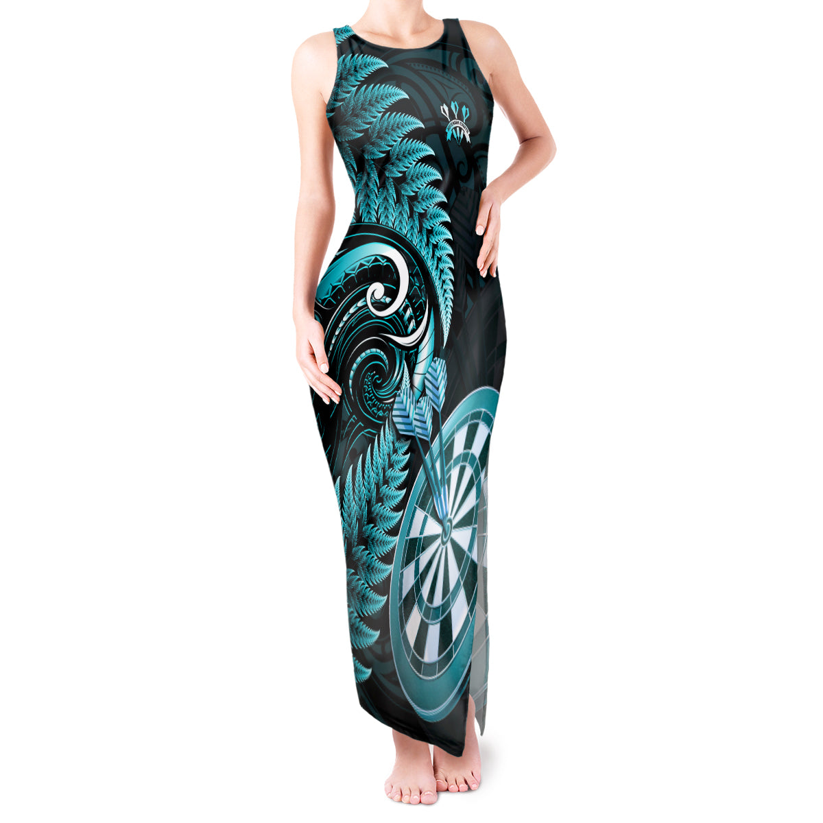 personalised-new-zealand-darts-tank-maxi-dress-happiness-is-a-tight-threesome-maori-turquoise