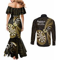 new-zealand-darts-couples-matching-mermaid-dress-and-long-sleeve-button-shirts-happiness-is-a-tight-threesome-maori-gold