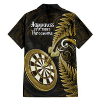 New Zealand Darts Family Matching Summer Maxi Dress and Hawaiian Shirt Happiness Is A Tight Threesome Maori Gold LT14 - Polynesian Pride