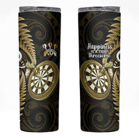 New Zealand Darts Skinny Tumbler Happiness Is A Tight Threesome Maori Gold