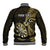 Personalised New Zealand Darts Baseball Jacket Happiness Is A Tight Threesome Maori Gold LT14 - Polynesian Pride