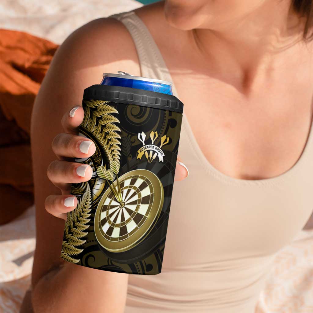 Personalised New Zealand Darts 4 in 1 Can Cooler Tumbler Happiness Is A Tight Threesome Maori Gold LT14 - Polynesian Pride