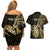 Personalised New Zealand Darts Couples Matching Off Shoulder Short Dress and Hawaiian Shirt Happiness Is A Tight Threesome Maori Gold LT14 - Polynesian Pride