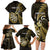 Personalised New Zealand Darts Family Matching Long Sleeve Bodycon Dress and Hawaiian Shirt Happiness Is A Tight Threesome Maori Gold LT14 - Polynesian Pride