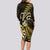 Personalised New Zealand Darts Long Sleeve Bodycon Dress Happiness Is A Tight Threesome Maori Gold LT14 - Polynesian Pride