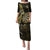 Personalised New Zealand Darts Puletasi Happiness Is A Tight Threesome Maori Gold LT14 Long Dress Gold - Polynesian Pride