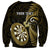 Personalised New Zealand Darts Sweatshirt Happiness Is A Tight Threesome Maori Gold LT14 - Polynesian Pride