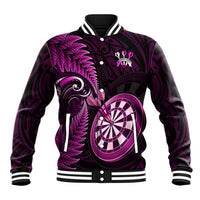 New Zealand Darts Baseball Jacket Happiness Is A Tight Threesome Maori Pink LT14 Unisex Pink - Polynesian Pride