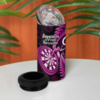 New Zealand Darts 4 in 1 Can Cooler Tumbler Happiness Is A Tight Threesome Maori Pink LT14 - Polynesian Pride
