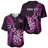 Personalised New Zealand Darts Baseball Jersey Happiness Is A Tight Threesome Maori Pink LT14 - Polynesian Pride