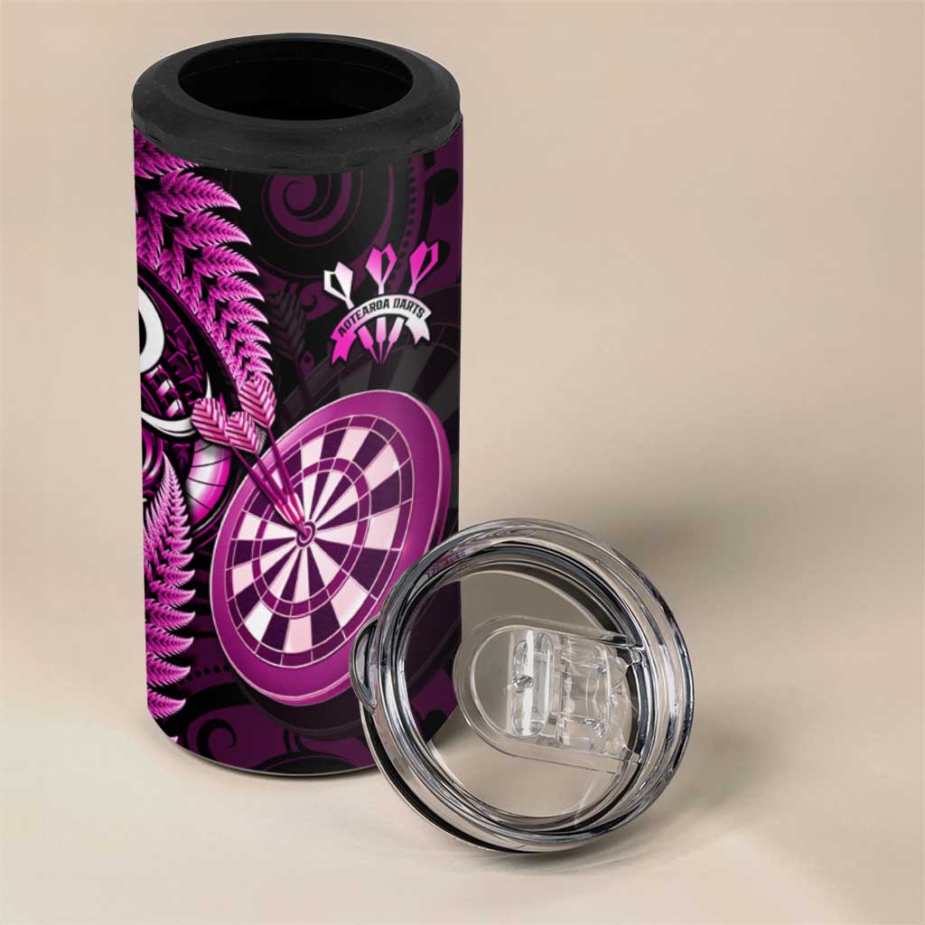 Personalised New Zealand Darts 4 in 1 Can Cooler Tumbler Happiness Is A Tight Threesome Maori Pink LT14 - Polynesian Pride