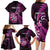 Personalised New Zealand Darts Family Matching Long Sleeve Bodycon Dress and Hawaiian Shirt Happiness Is A Tight Threesome Maori Pink LT14 - Polynesian Pride