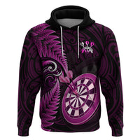 Personalised New Zealand Darts Hoodie Happiness Is A Tight Threesome Maori Pink LT14 Pink - Polynesian Pride