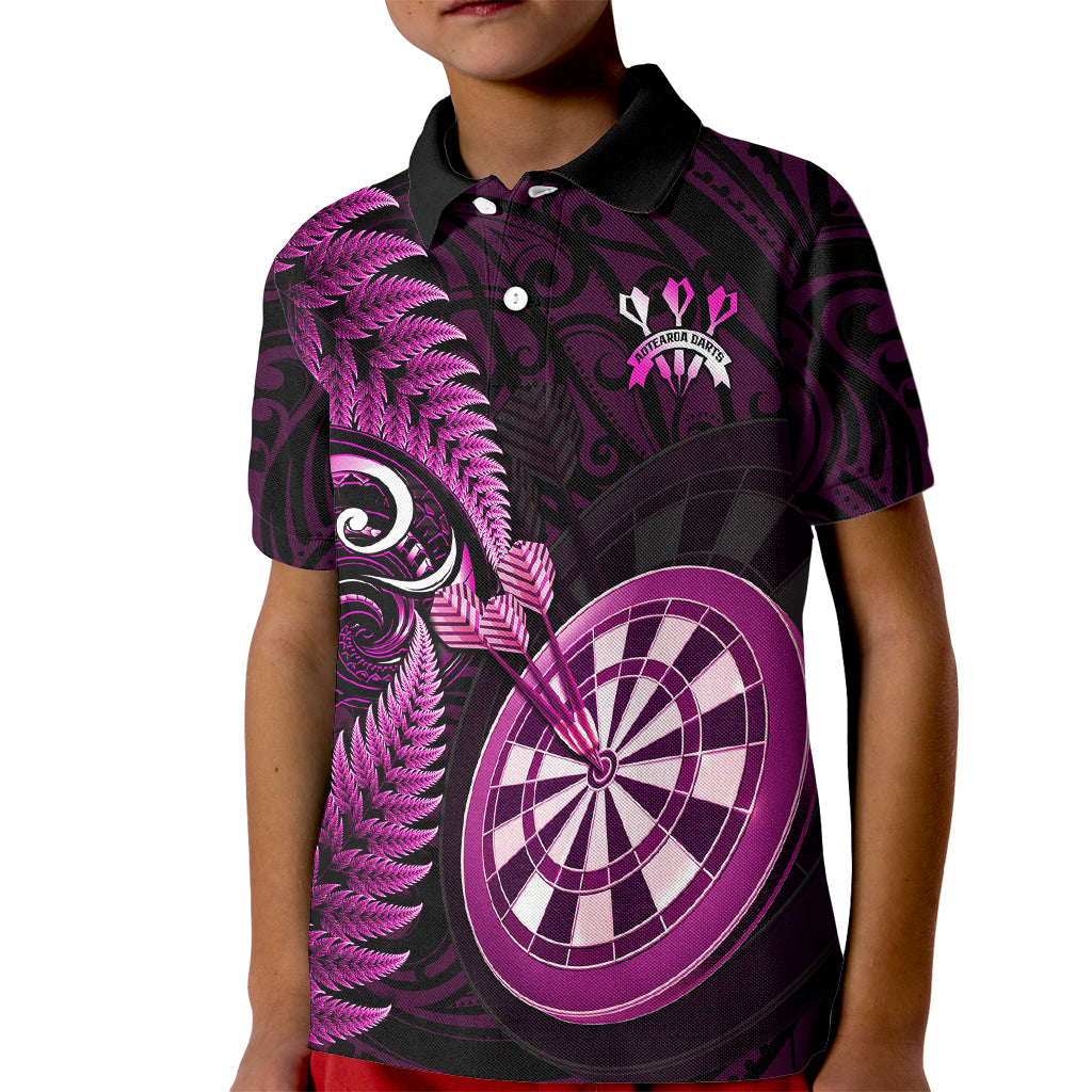 Personalised New Zealand Darts Kid Polo Shirt Happiness Is A Tight Threesome Maori Pink LT14 Kid Pink - Polynesian Pride