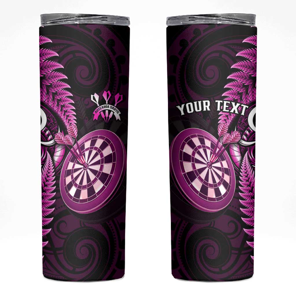 Personalised New Zealand Darts Skinny Tumbler Happiness Is A Tight Threesome Maori Pink