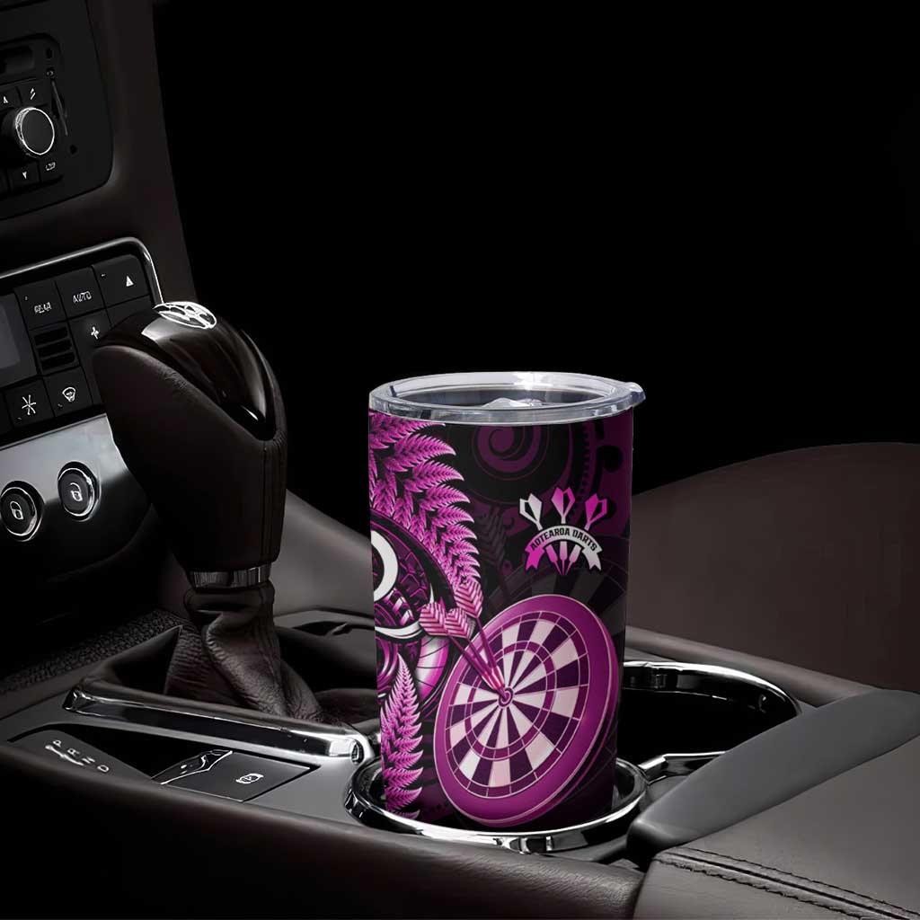 Personalised New Zealand Darts Tumbler Cup Happiness Is A Tight Threesome Maori Pink