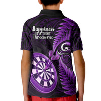 New Zealand Darts Kid Polo Shirt Happiness Is A Tight Threesome Maori Purple LT14 - Polynesian Pride