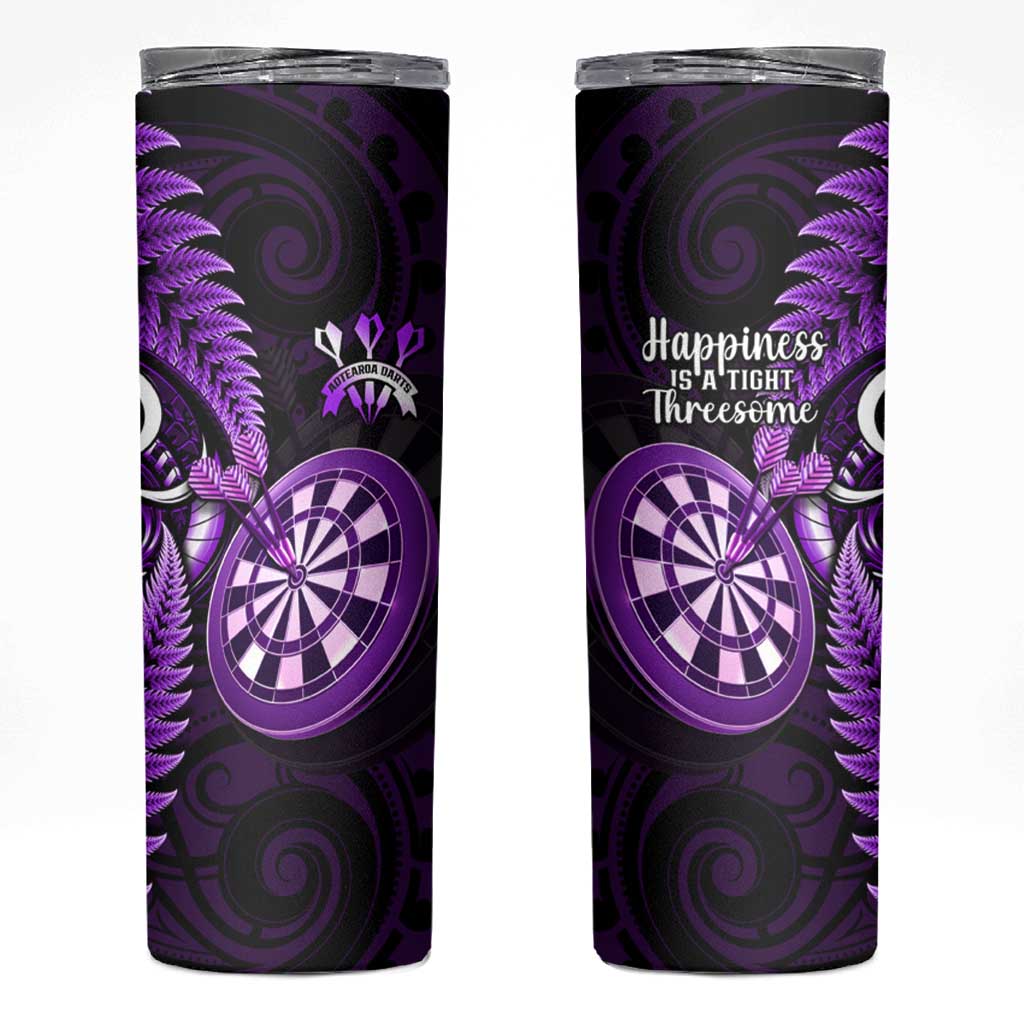 New Zealand Darts Skinny Tumbler Happiness Is A Tight Threesome Maori Purple