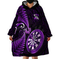 New Zealand Darts Wearable Blanket Hoodie Happiness Is A Tight Threesome Maori Purple LT14 - Polynesian Pride