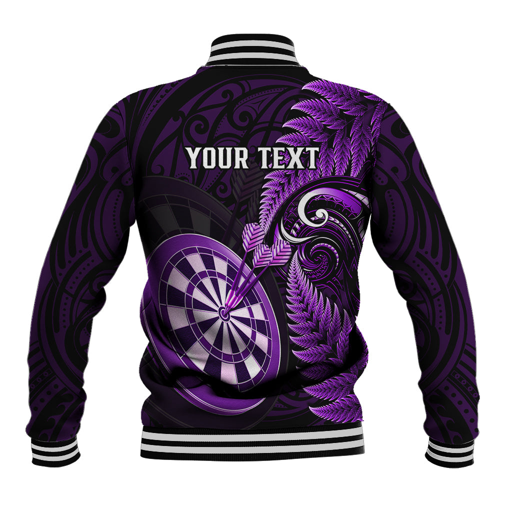 Personalised New Zealand Darts Baseball Jacket Happiness Is A Tight Threesome Maori Purple LT14 - Polynesian Pride