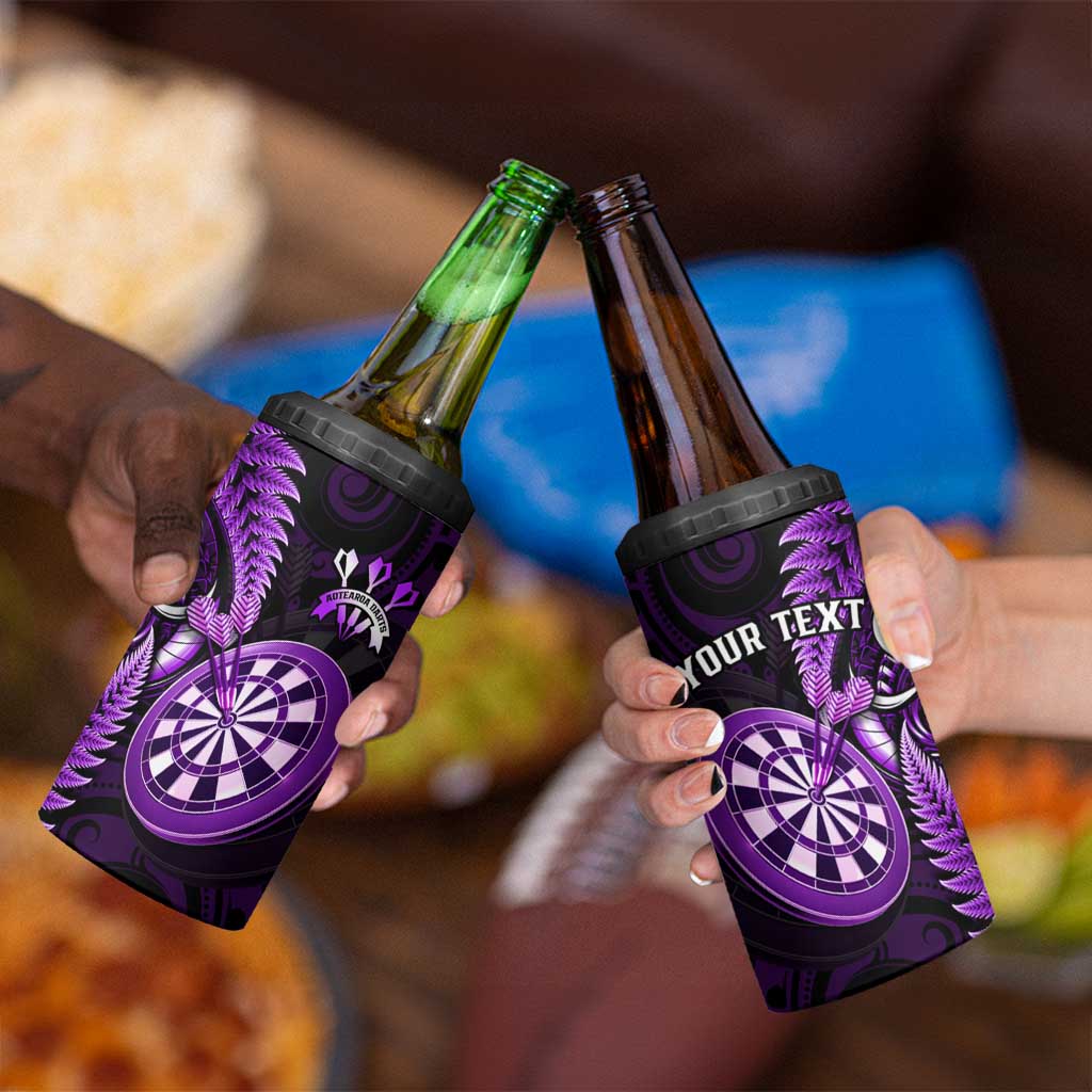 Personalised New Zealand Darts 4 in 1 Can Cooler Tumbler Happiness Is A Tight Threesome Maori Purple