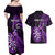 Personalised New Zealand Darts Couples Matching Off Shoulder Maxi Dress and Hawaiian Shirt Happiness Is A Tight Threesome Maori Purple LT14 - Polynesian Pride