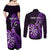 Personalised New Zealand Darts Couples Matching Off Shoulder Maxi Dress and Long Sleeve Button Shirts Happiness Is A Tight Threesome Maori Purple LT14 - Polynesian Pride