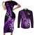 Personalised New Zealand Darts Couples Matching Short Sleeve Bodycon Dress and Long Sleeve Button Shirts Happiness Is A Tight Threesome Maori Purple LT14 Purple - Polynesian Pride