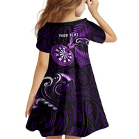 Personalised New Zealand Darts Family Matching Off Shoulder Maxi Dress and Hawaiian Shirt Happiness Is A Tight Threesome Maori Purple LT14 - Polynesian Pride