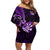 Personalised New Zealand Darts Family Matching Off Shoulder Short Dress and Hawaiian Shirt Happiness Is A Tight Threesome Maori Purple LT14 Mom's Dress Purple - Polynesian Pride