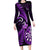 Personalised New Zealand Darts Long Sleeve Bodycon Dress Happiness Is A Tight Threesome Maori Purple LT14 Long Dress Purple - Polynesian Pride