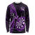 Personalised New Zealand Darts Long Sleeve Shirt Happiness Is A Tight Threesome Maori Purple LT14 Unisex Purple - Polynesian Pride