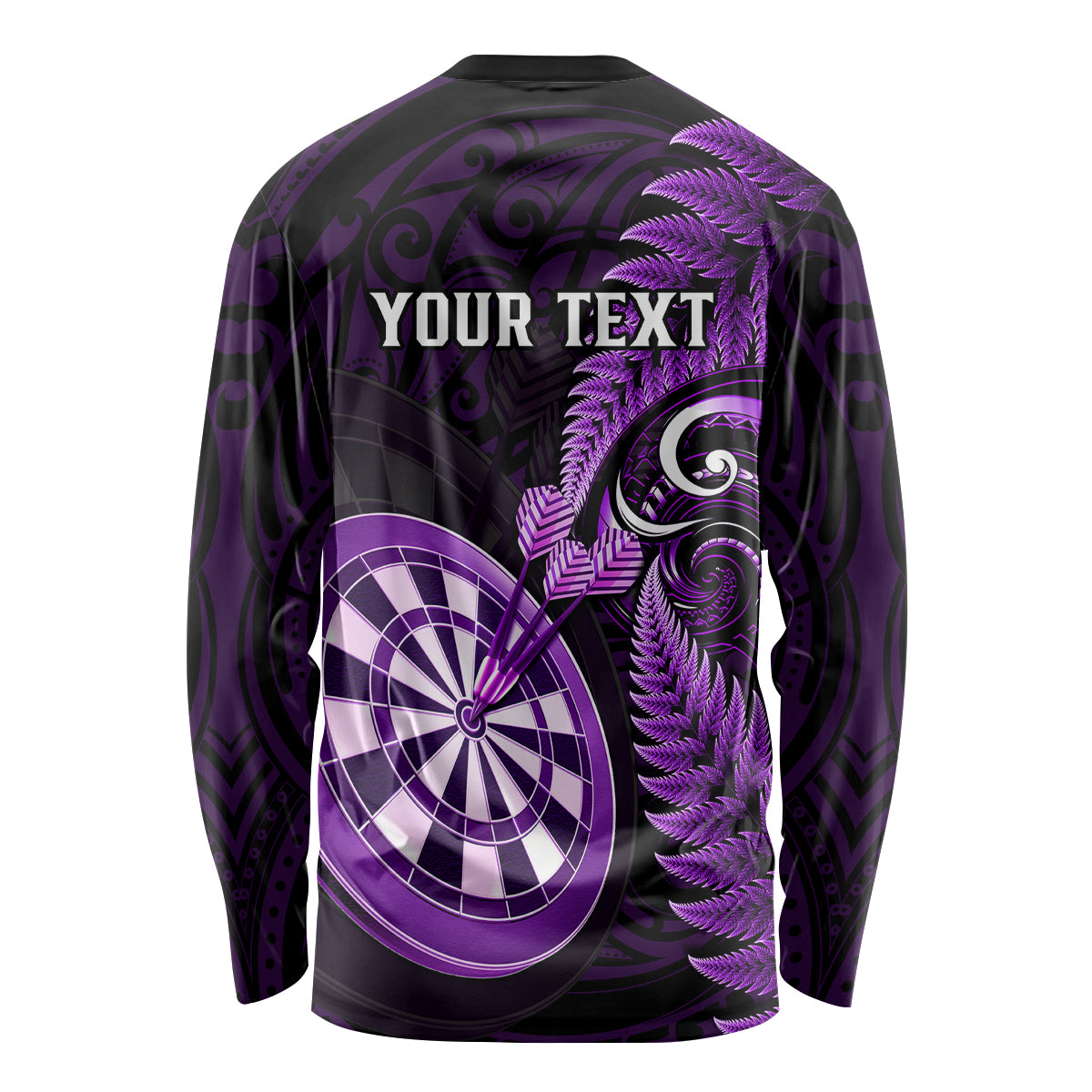 Personalised New Zealand Darts Long Sleeve Shirt Happiness Is A Tight Threesome Maori Purple LT14 - Polynesian Pride