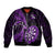 Personalised New Zealand Darts Sleeve Zip Bomber Jacket Happiness Is A Tight Threesome Maori Purple LT14 Unisex Purple - Polynesian Pride