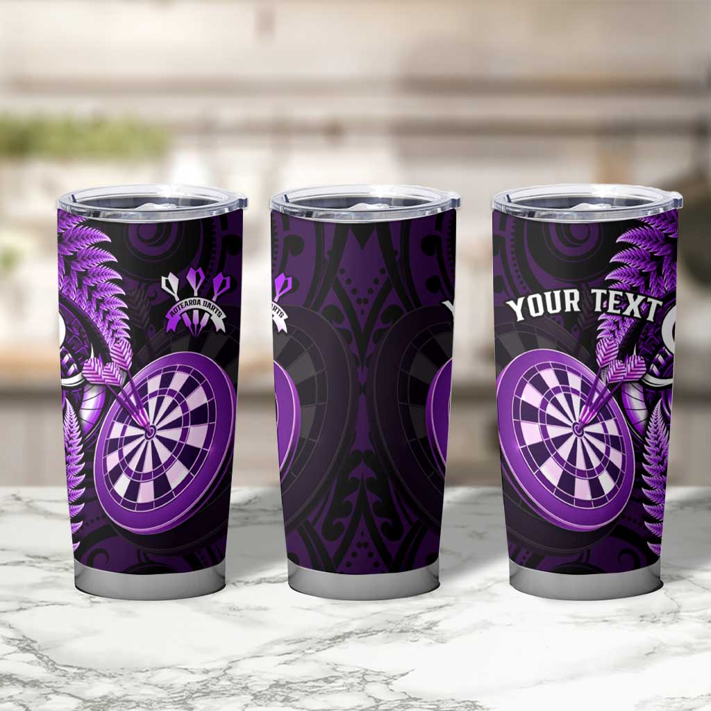 Personalised New Zealand Darts Tumbler Cup Happiness Is A Tight Threesome Maori Purple