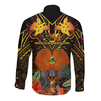 Papua New Guinea Chimbu Province Long Sleeve Button Shirt Papua Niugini Coat Of Arms With Flag Style LT14 - Polynesian Pride