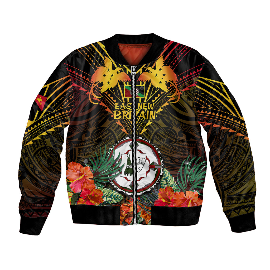 Papua New Guinea East New Britain Province Bomber Jacket Papua Niugini Coat Of Arms With Flag Style LT14 Unisex Black - Polynesian Pride