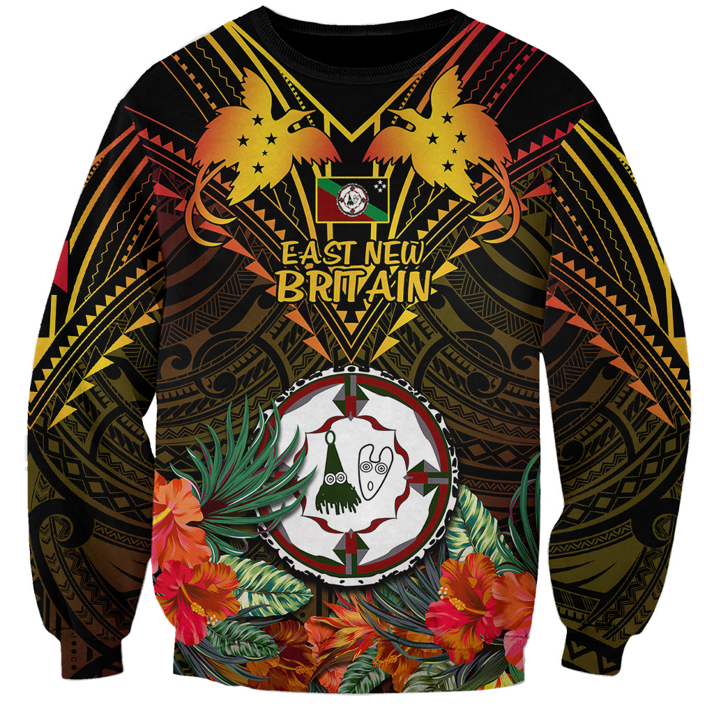 Papua New Guinea East New Britain Province Sweatshirt Papua Niugini Coat Of Arms With Flag Style LT14 Unisex Black - Polynesian Pride