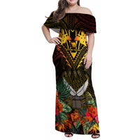 Papua New Guinea Western Province Family Matching Off Shoulder Maxi Dress and Hawaiian Shirt Papua Niugini Coat Of Arms With Flag Style LT14 Dad's Shirt - Long Sleeve Black - Polynesian Pride