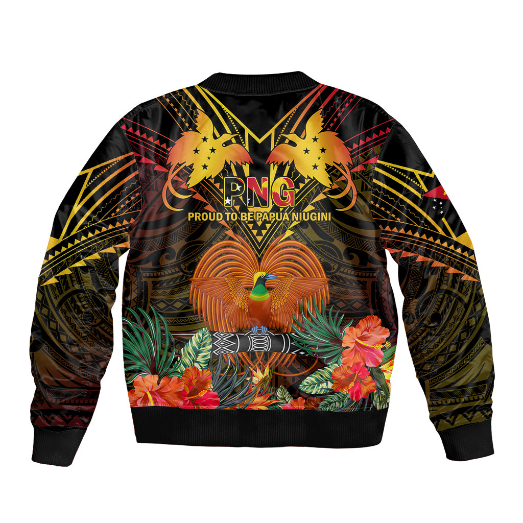 Papua New Guinea Western Province Sleeve Zip Bomber Jacket Papua Niugini Coat Of Arms With Flag Style LT14 - Polynesian Pride