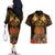 Papua New Guinea Southern Highlands Province Couples Matching Off The Shoulder Long Sleeve Dress and Hawaiian Shirt Papua Niugini Coat Of Arms With Flag Style LT14 - Polynesian Pride