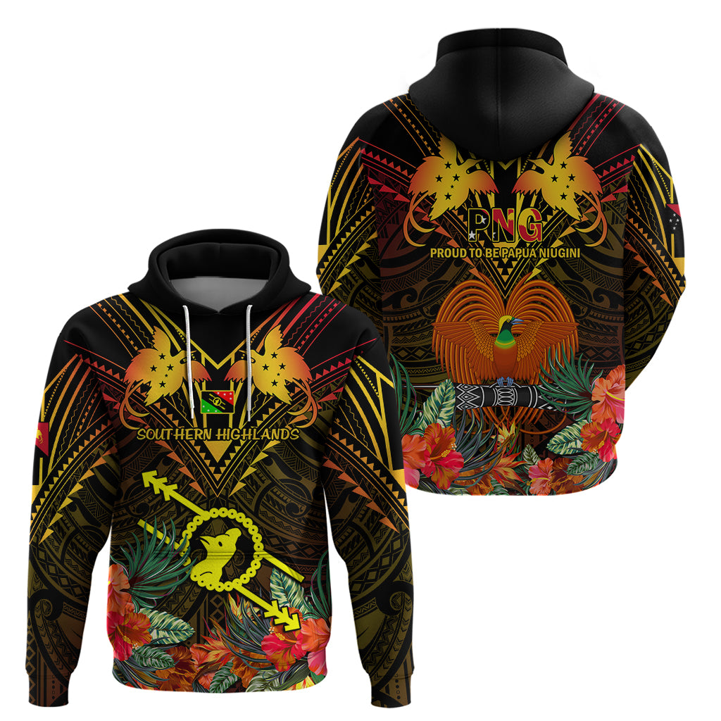 Papua New Guinea Southern Highlands Province Hoodie Papua Niugini Coat Of Arms With Flag Style LT14 - Polynesian Pride