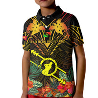 Papua New Guinea Southern Highlands Province Kid Polo Shirt Papua Niugini Coat Of Arms With Flag Style LT14 Kid Black - Polynesian Pride