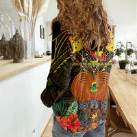 Papua New Guinea Southern Highlands Province Women Casual Shirt Papua Niugini Coat Of Arms With Flag Style LT14 - Polynesian Pride